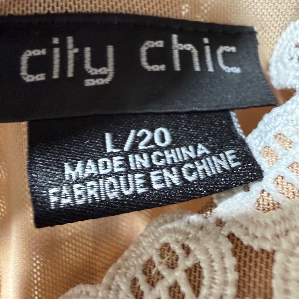 City Chic White Lace Midi Dress Sz L 20 Beige Satin Lining Bridal Boho Cocktail - Picture 3 of 10
